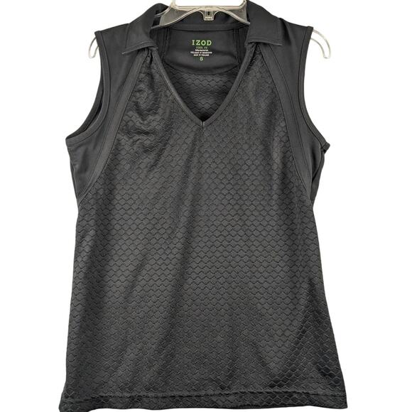 Izod PerformX Black Sleeveless Top Womens Small Collar Mesh Athletic Cool FX - Picture 1 of 6